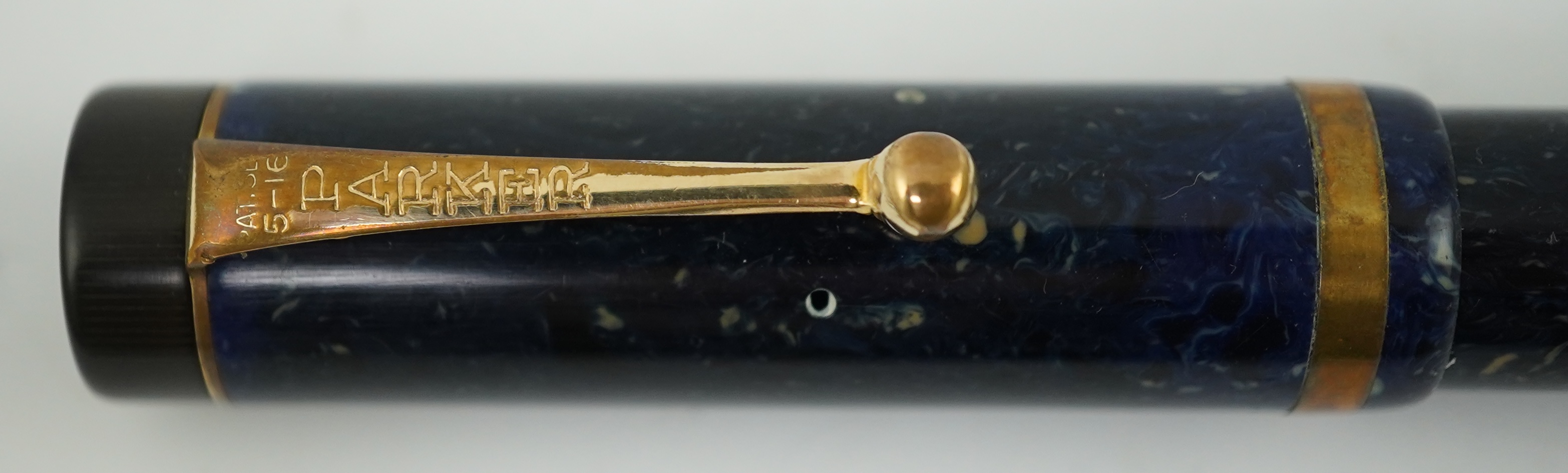 A Parker Senior Duofold fountain pen in lapis blue